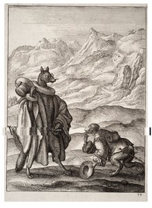 El mono francés y el zorro español de Wenceslaus Hollar